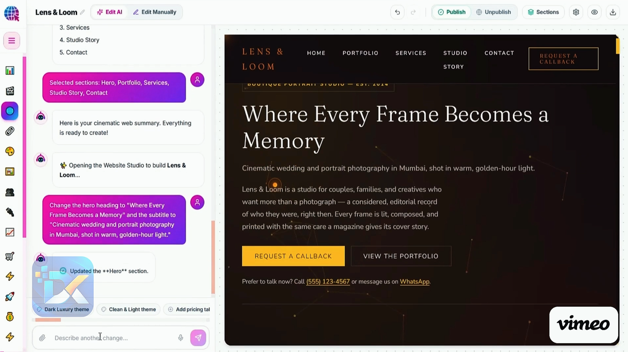 CinematicWeb AI Demo